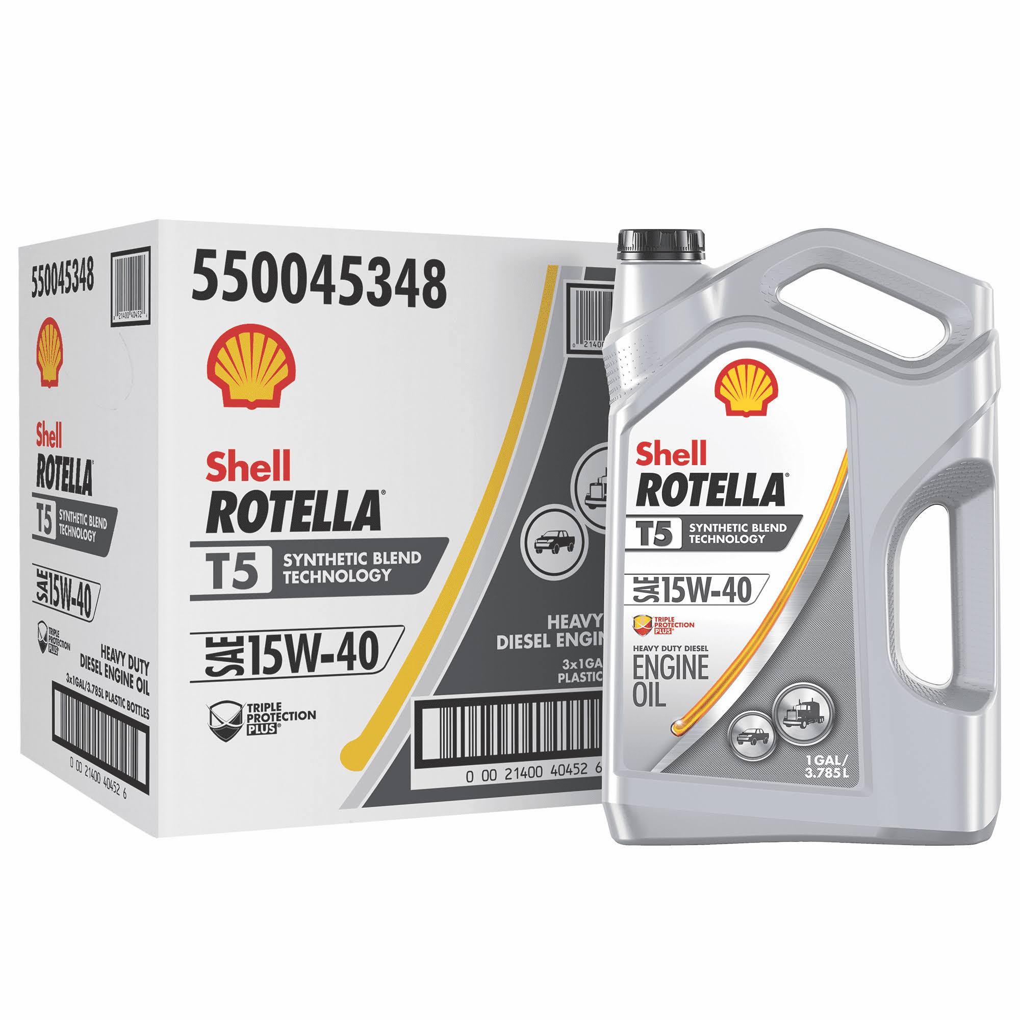 Shell Rotella T5 Synthetic Blend 15W-40 Diesel Engine Oil, 1 Gallon, 3-Pack Case