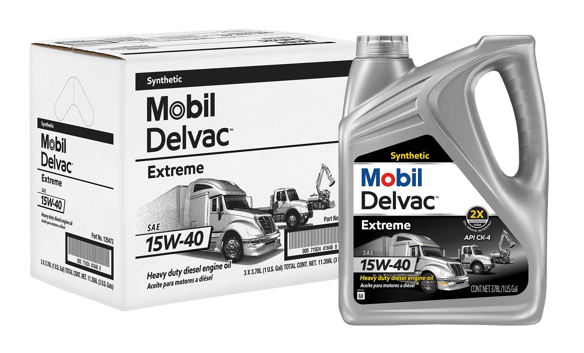 Mobil Delvac Extreme Heavy Duty Full Synthetic Diesel Engine Oil 15W-40, 1 Gal (3 pack)
