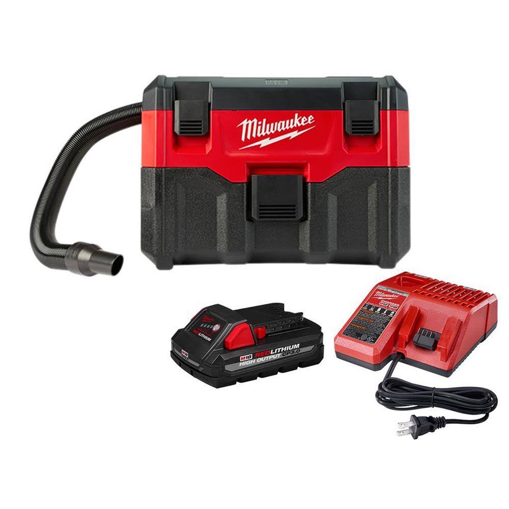 0880-20-48-59-1835 M18 18-Volt 2 Gal. Lithium-Ion Cordless Wet/Dry Vacuum W/ 3.0 Ah Battery and Charger