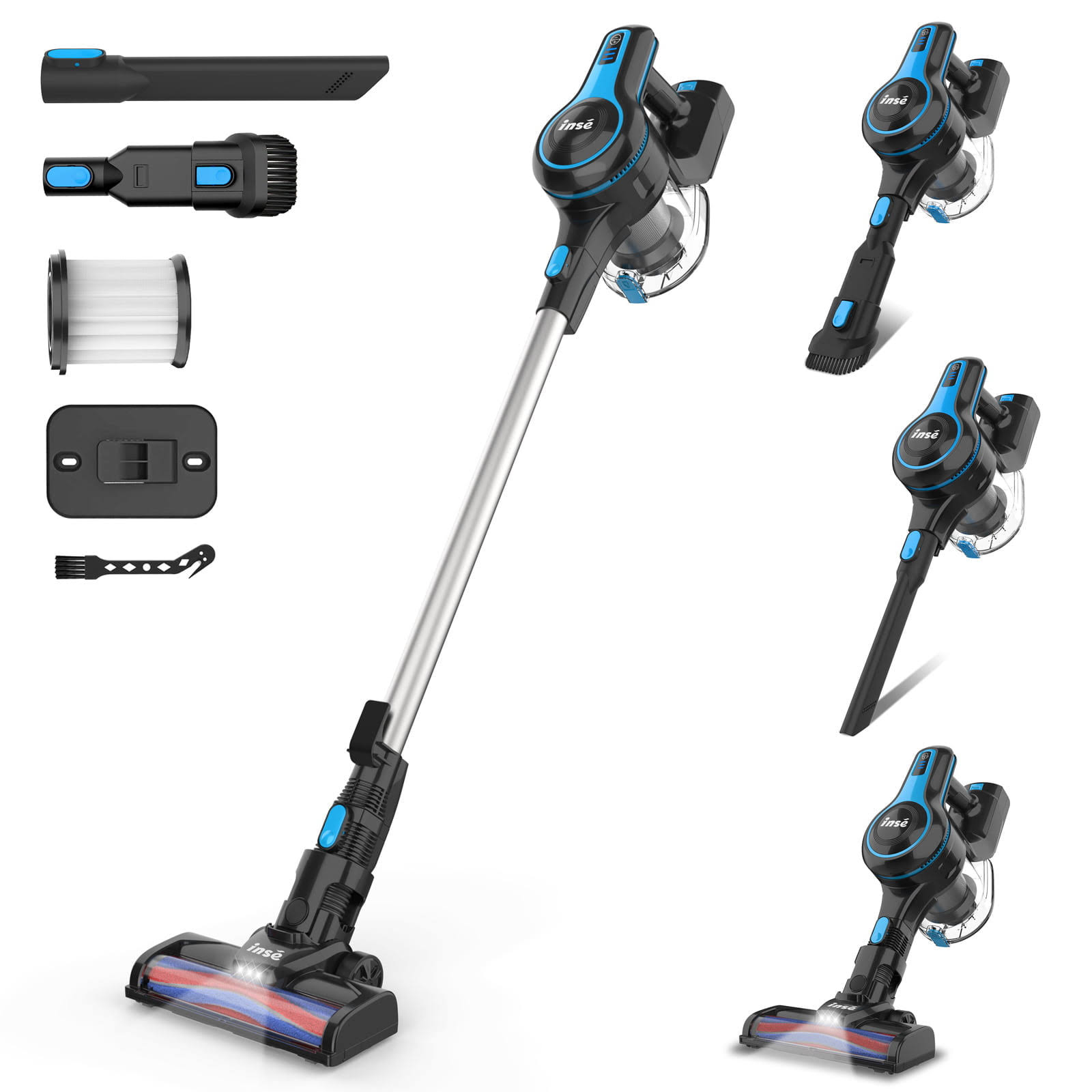 Cordless Vacuum Cleaner, 6-in-1 Rechargeable Stick Vacuum with 2200 mAh Battery, Powerful Lightweight Vacuum Cleaner, Up to 45 Mins Runtime, for Home Hard Floor Carpet Pet Hair