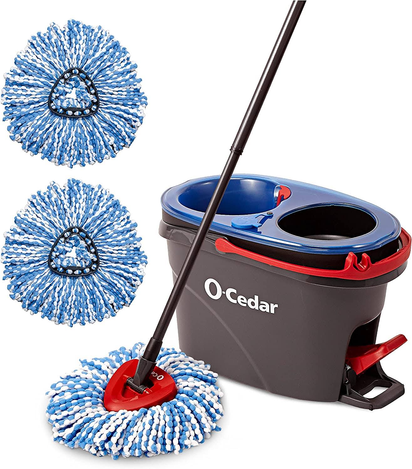 O-Cedar EasyWring RinseClean Microfiber Spin Mop   Bucket Floor Cleaning System with 2 Extra Refills