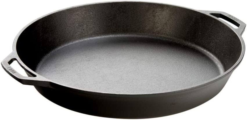 Lodge Seasoned Cast Iron Skillet with 2 Loop Handles   17 Inch Ergonomic Frying Pan