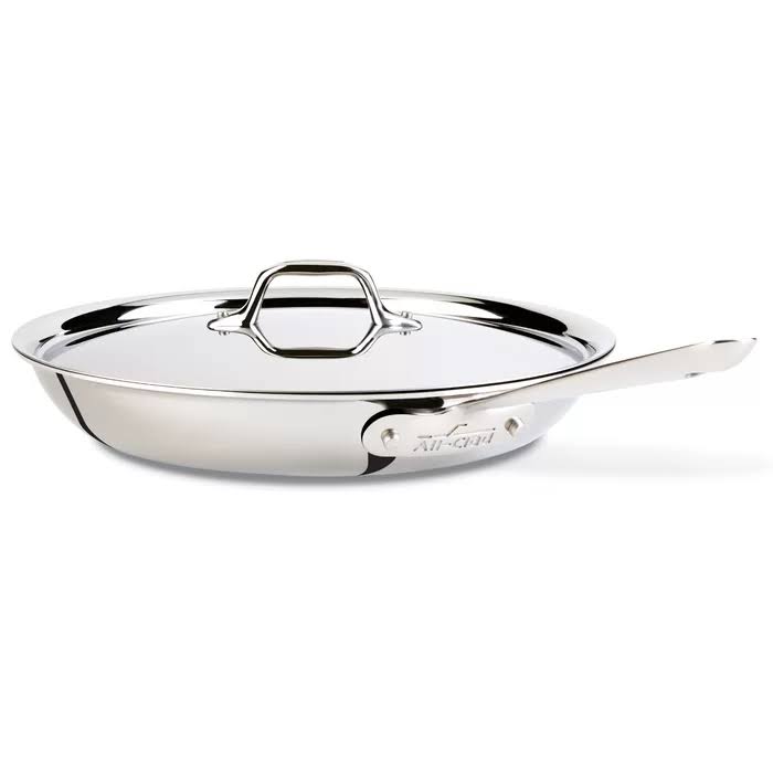 D3 Stainless 12-Inch Fry Pan With Lid, Silver