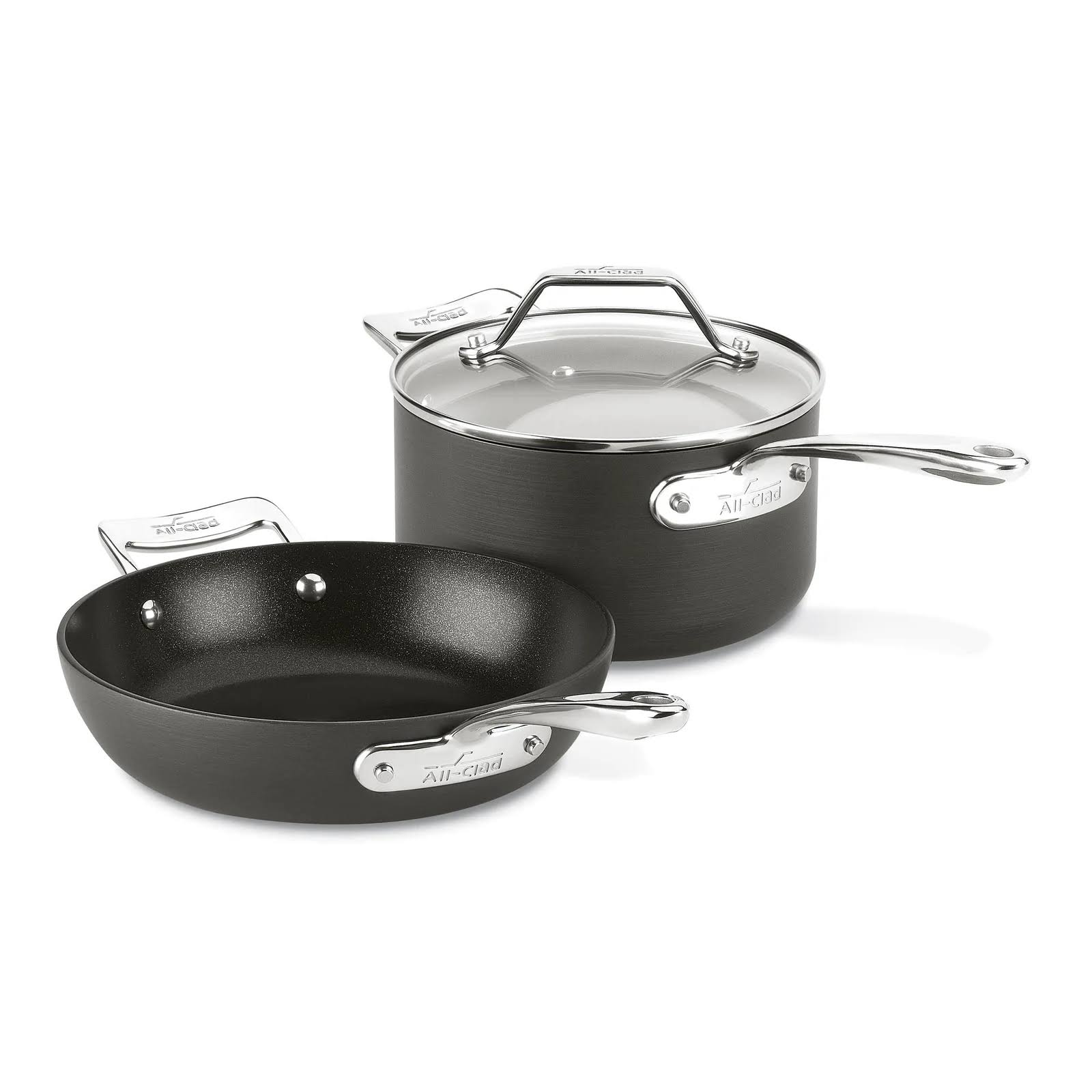 Essentials 3 Piece Hard-Anodized Aluminum Non Stick Cookware Set