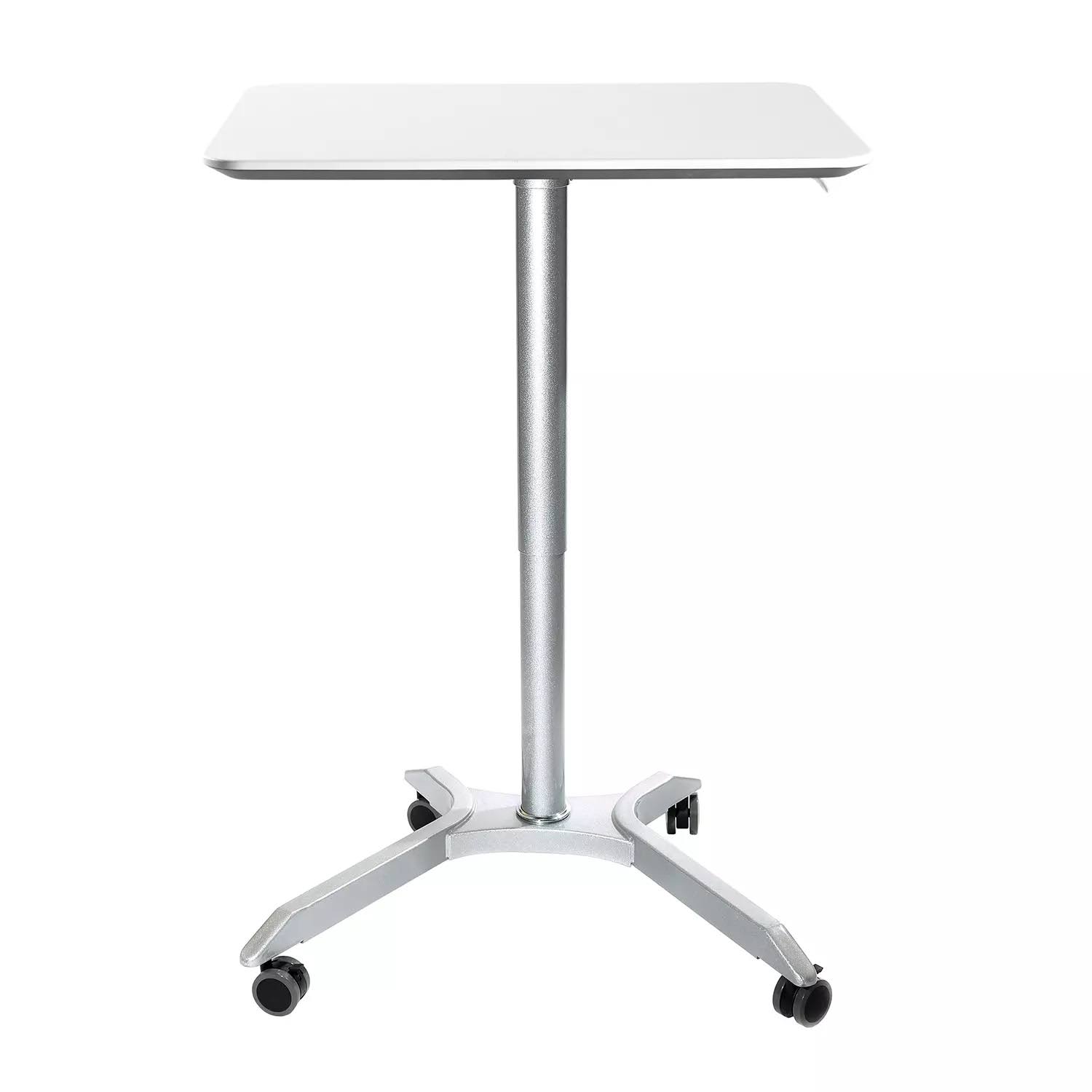 Seville Classics AIRLIFT XL 28  Pneumatic Sit-Stand Adjustable Rolling Desk Cart, White Silver