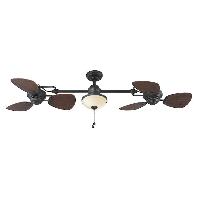 Twin Breeze II 74-in Oil Rubbed Bronze LED Indoor/Outdoor Ceiling Fan with Light (6-Blade)