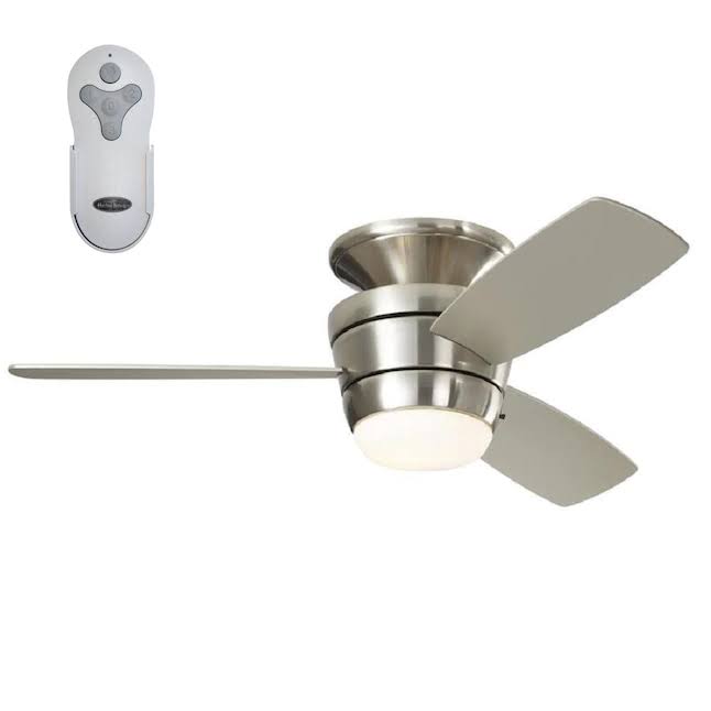 Mazon 44-in Brushed Nickel LED Indoor Flush Mount Ceiling Fan with Light Remote (3-Blade)
