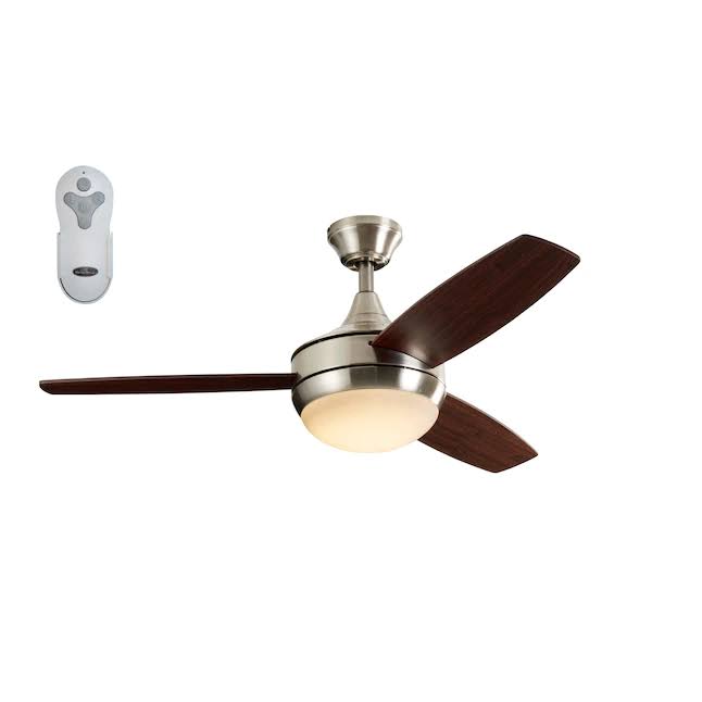 Beach Creek 44-in Brushed Nickel LED Indoor Downrod or Flush Mount Ceiling Fan with Light Remote (3-Blade)