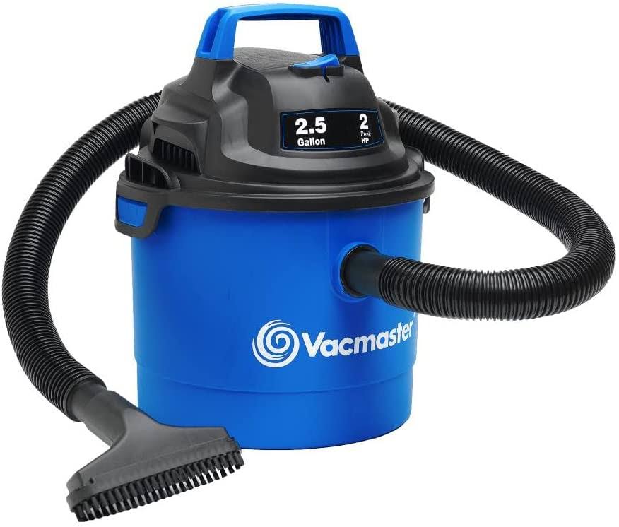 Vacmaster Portable Wall Mountable Wet/Dry Vacuum, 2.5 Gallon, 2 HP 1-1/4  Hose (VOM205P), Blue