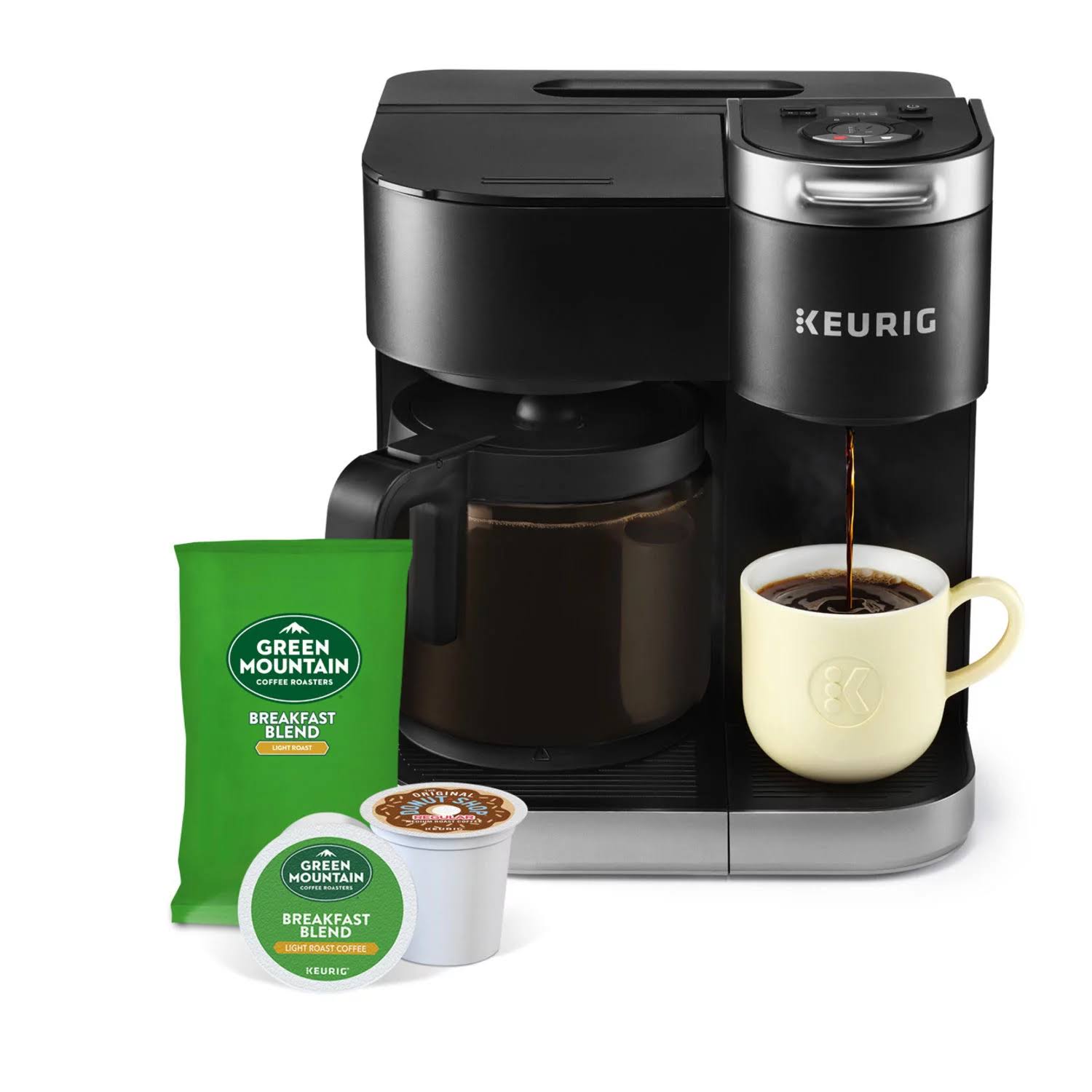 Keurig K-Duo Coffee Maker, Single Serve and 12-Cup Carafe Drip Coffee Brewer, Compatible with K-Cup Pods and Ground Coffee, Black