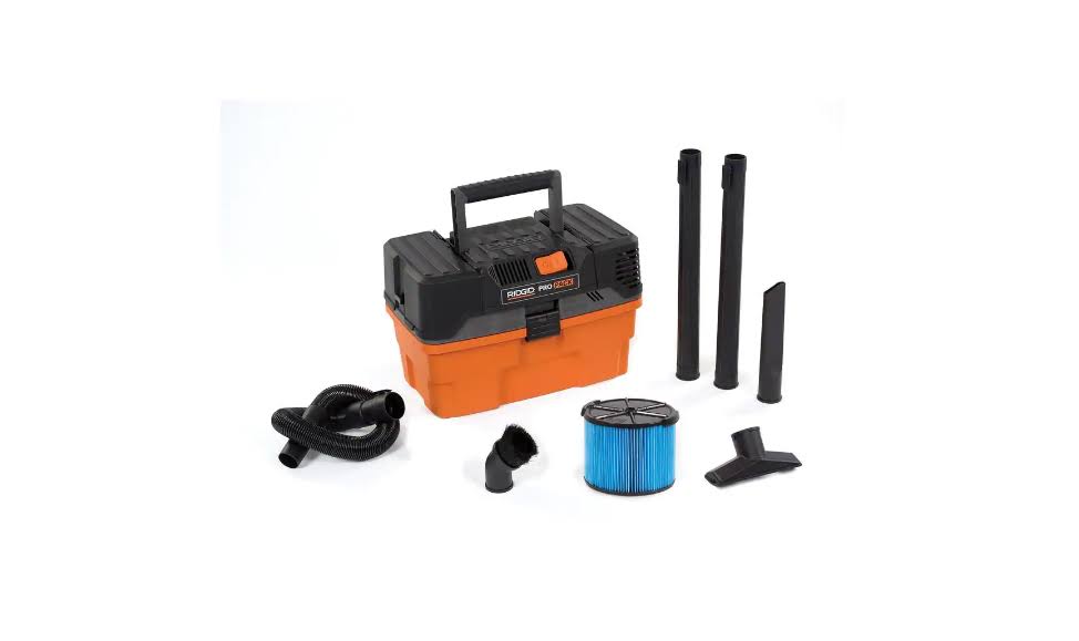 WD4522 4.5 Gallon 5.0-Peak HP ProPack Wet/Dry Shop Vacuum with Fine Dust Filter, Expandable Hose and Accessories