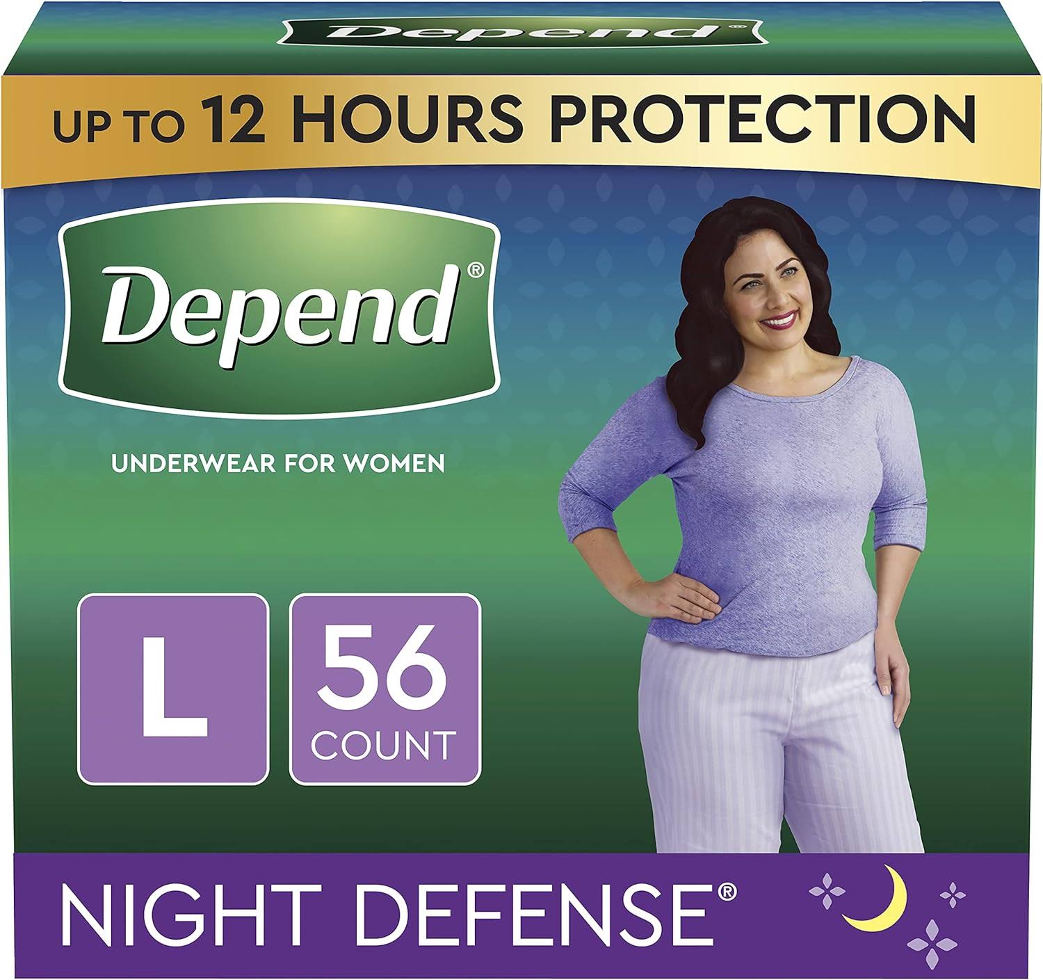 Night Defense Adult Incontinence Underwear for Women, Disposable, Overnight, Large, Blush, 56 Count (4 Packs of 14) (Packaging May Vary)