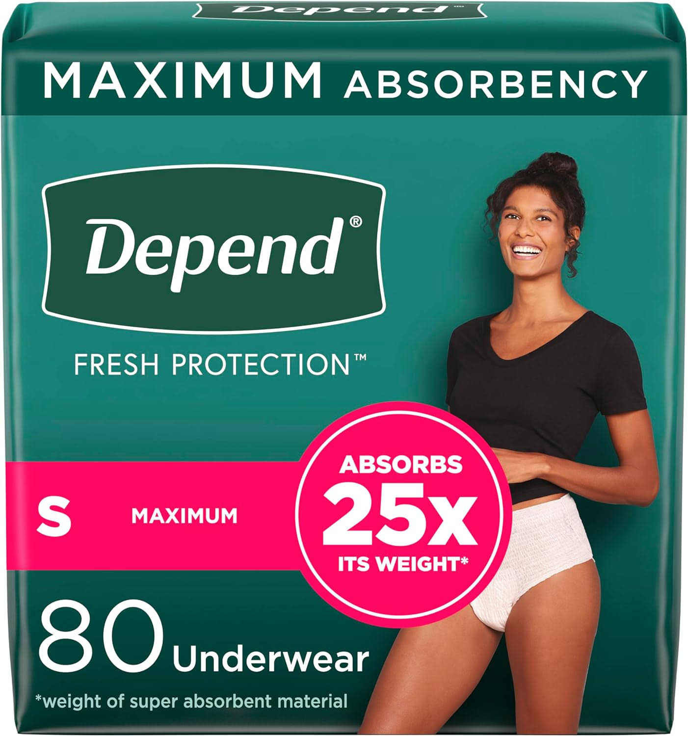 Fresh Protection Adult Incontinence   Postpartum Bladder Leak Underwear for Women, Disposable, Maximum, Small, Blush, 80 Count (2 Packs of 40), Packaging May Vary