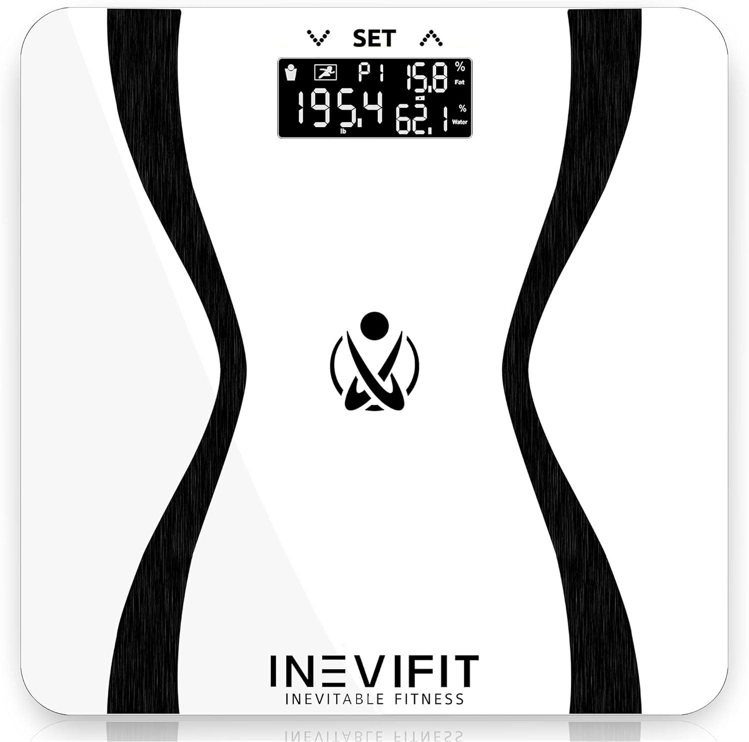 INEVIFIT BODY-ANALYZER SCALE, Highly Accurate Digital Bathroom Body Composition Analyzer, Measures Weight, Body Fat, Water, Muscle   Bone Mass for 10 Users. includes batteries, White
