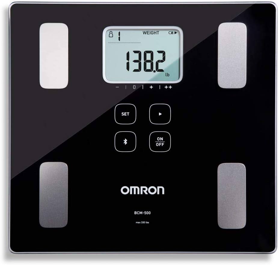 Omron Body Composition Monitor and Scale with Bluetooth Connectivity – 6 Body Metrics   Unlimited Reading Storage with Smartphone App by Omron, Black