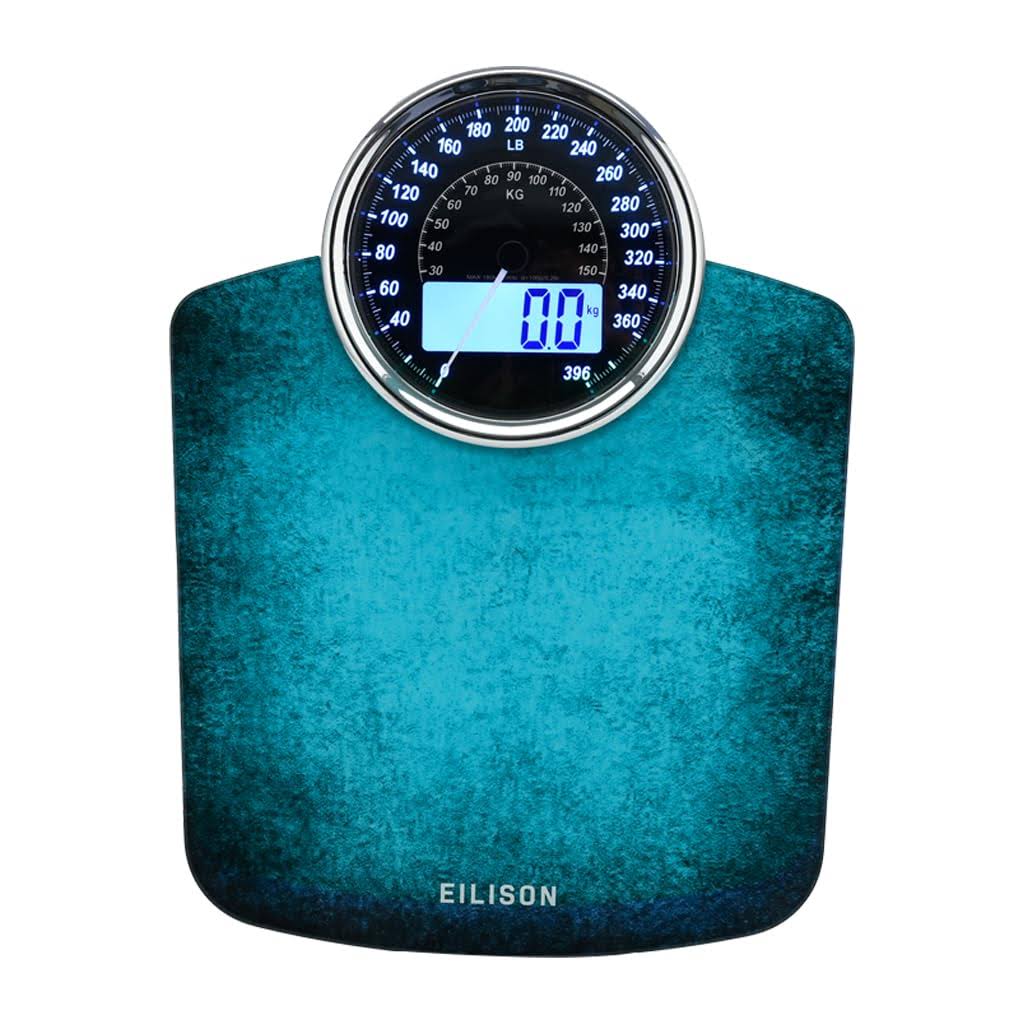 EILISON Highly Advance 2-in-1 Digital   Analog Weighing Scale for Body Weight-400lbs, 4 High Precison GX Sensor Accurate, Thick Tempered Glass, Extra Large Display (Blue)