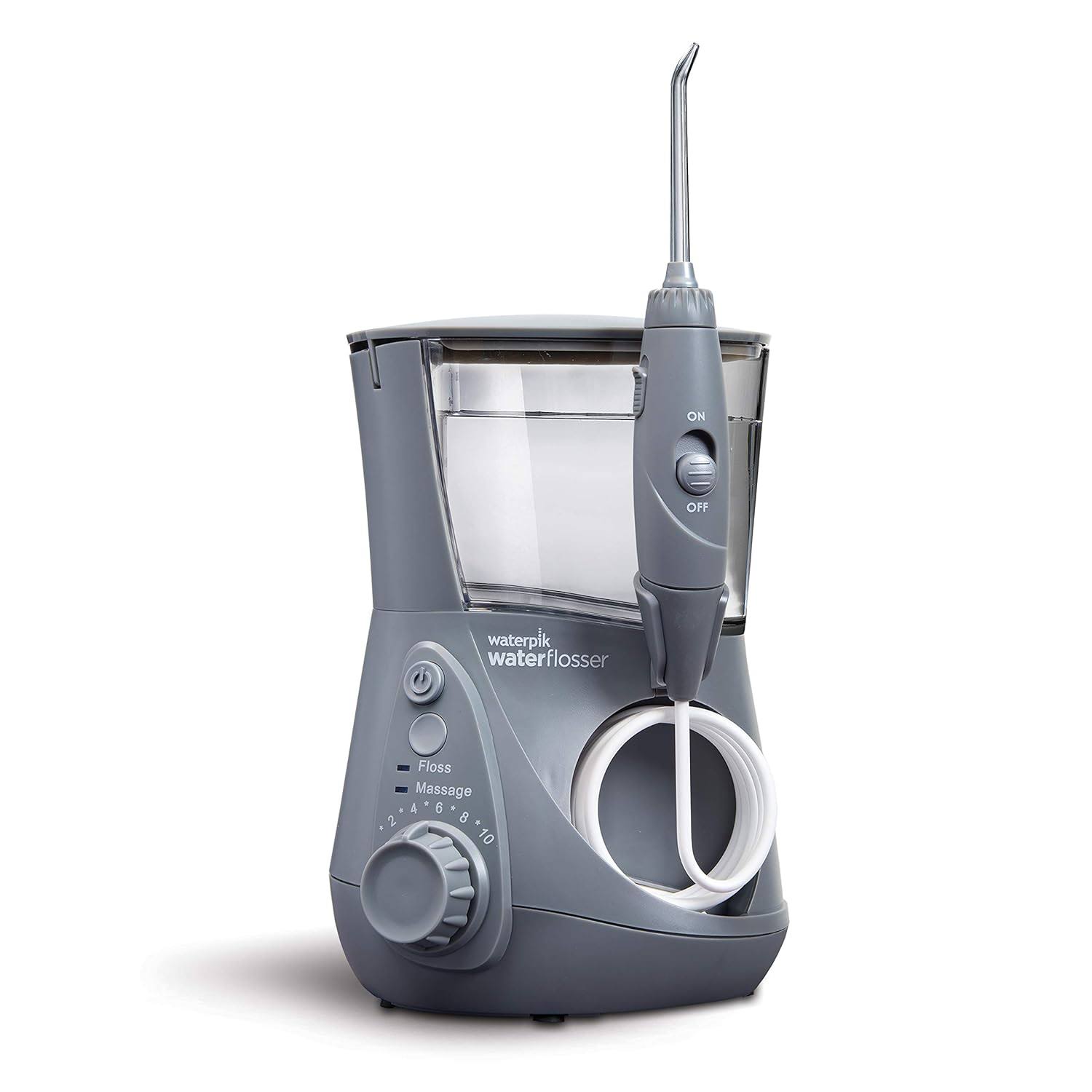 Aquarius Water Flosser Professional For Teeth, Gums, Braces, Dental Care, Electric Power With 10 Settings, 7 Tips For Multiple Users And Needs, ADA Accepted, Gray WP-667CD