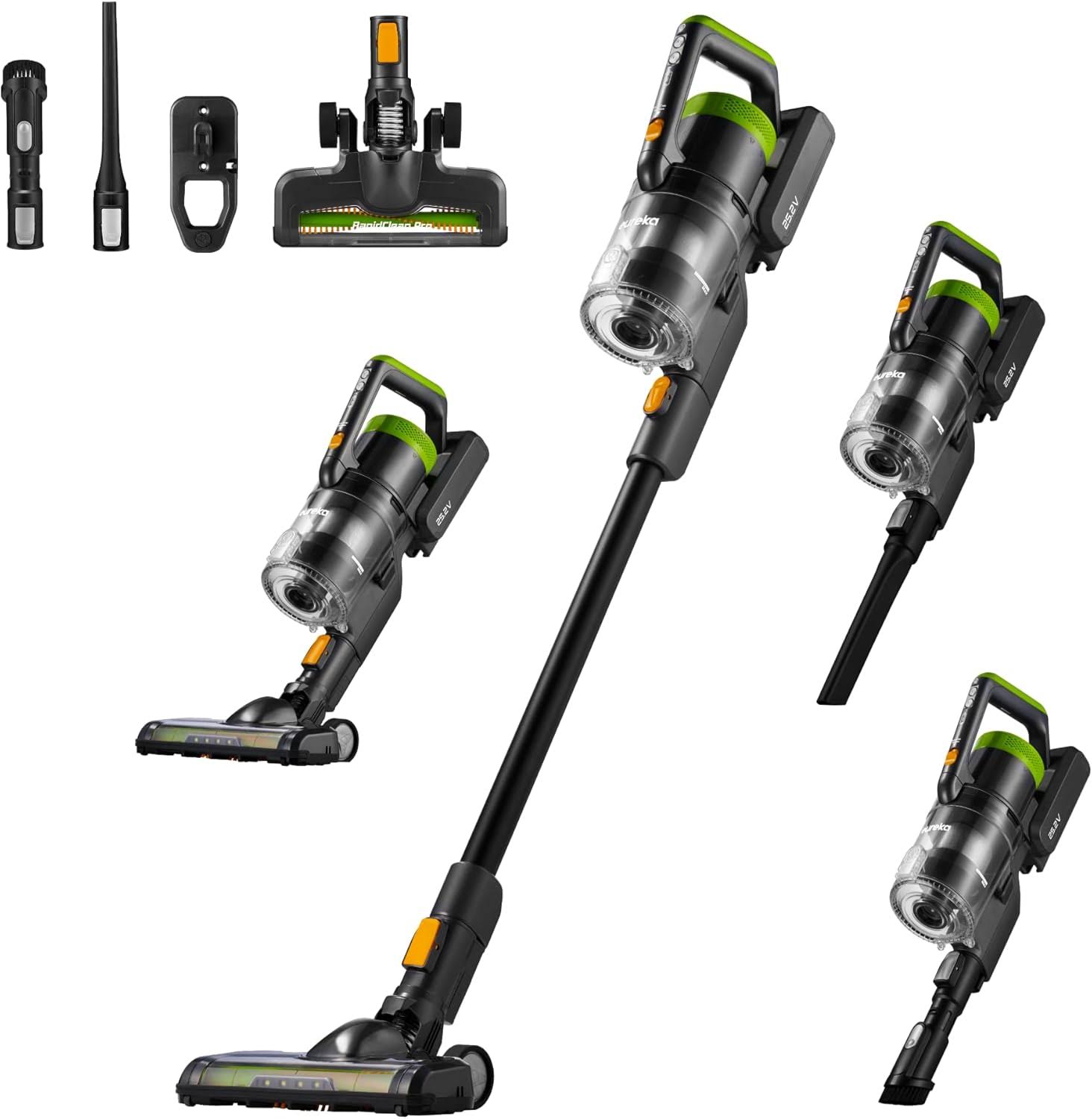 RapidClean Pro Cordless Cleaner for Hard Floors Lightweight Vacuum LED Headlights, Convenient Stick and Handheld Vac, Green, NEC285GR