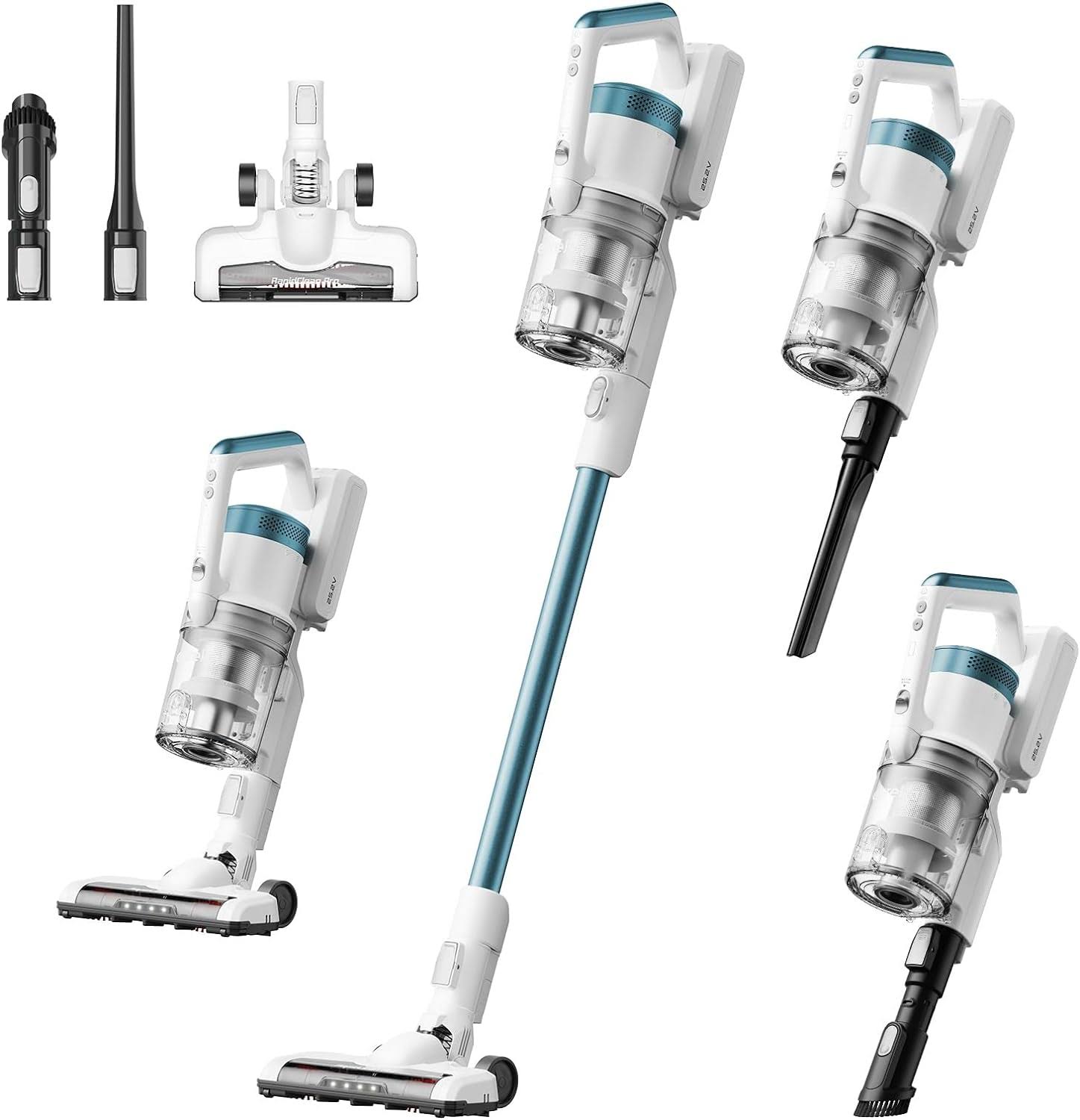 RapidClean Pro Cordless Cleaner for Hard Floors Lightweight Vacuum LED Headlights, Convenient Stick and Handheld Vac, Blue, NEC280TL