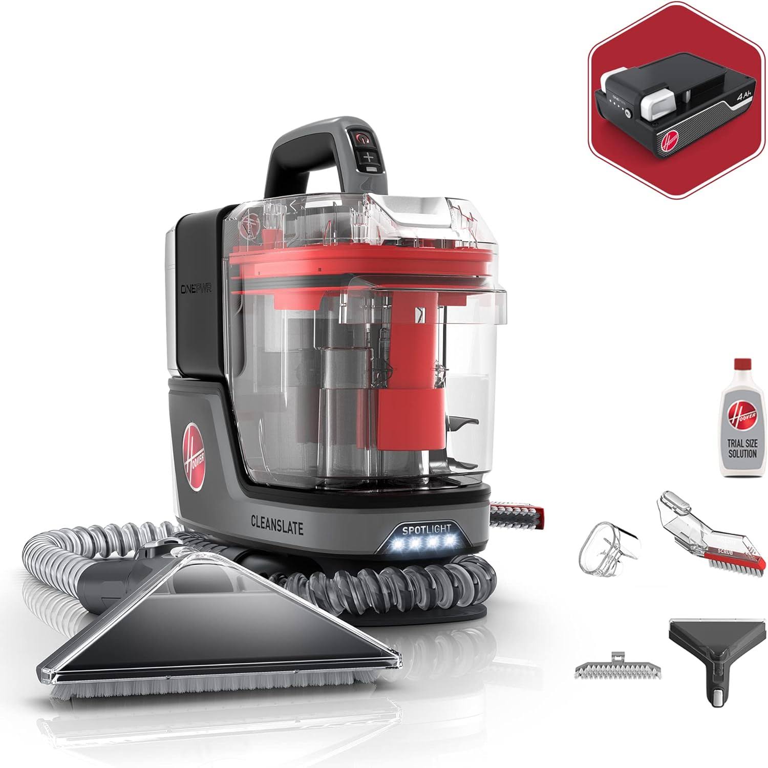 ONEPWR CleanSlate Cordless Portable Carpet   Upholstery Spot Cleaner Machine, Stain Remover, Auto and Car Detailer, Powerful Suction with Versatile Tools, BH14000V, Silver