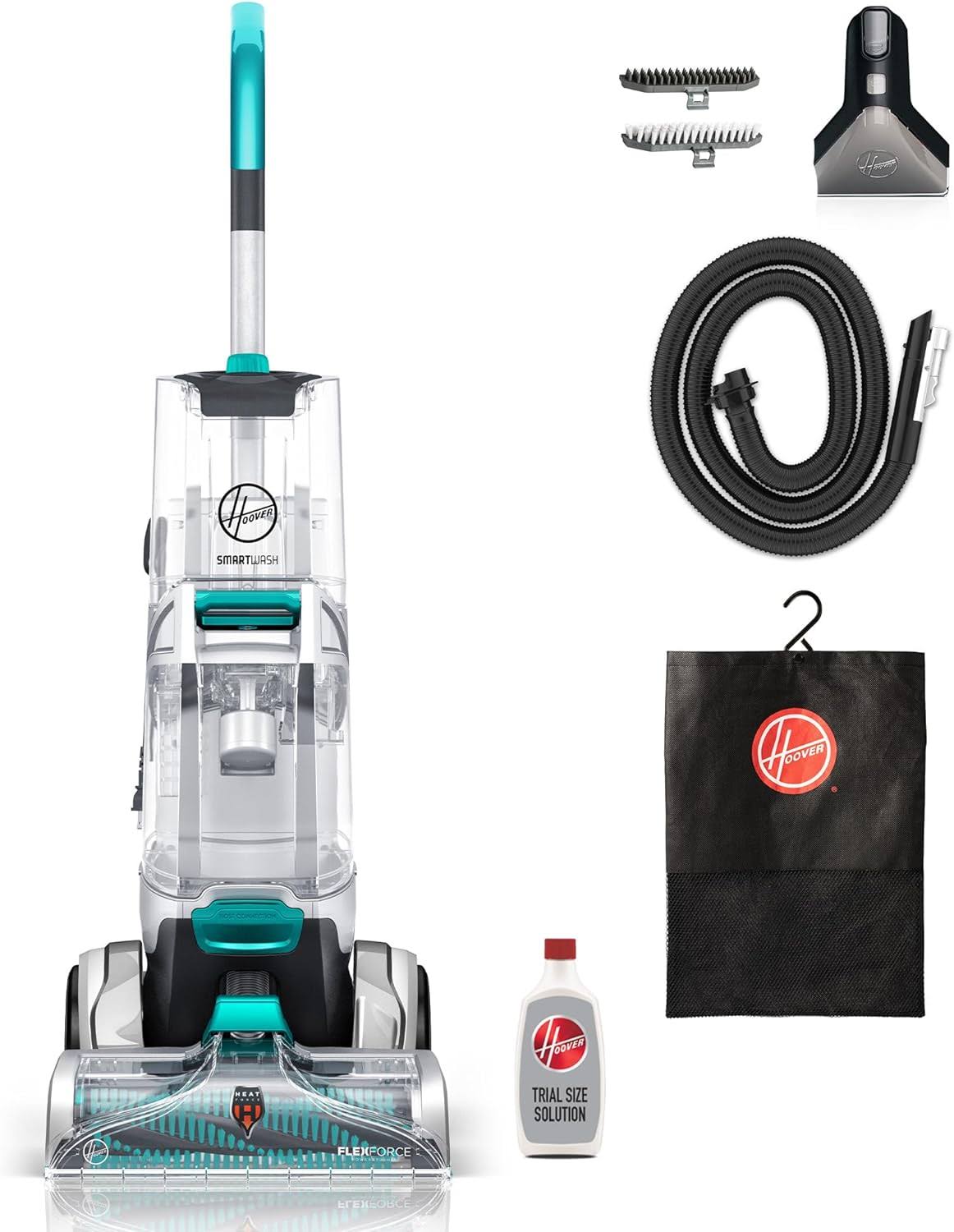 SmartWash+ Automatic Carpet Cleaner Machine, for Carpet and Upholstery, Deep Cleaning Carpet Shampooer, Carpet Deodorizer and Pet Stain Remover FH52000, Turquoise