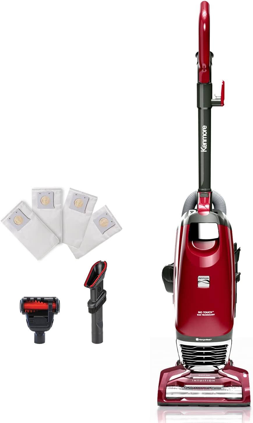 BU3040 Intuition Lite Bagged Upright Vacuum Lightweight Cleaner 2-Motor Power Suction with HEPA Filter, 3-in-1 Combination Tool, Handi-Mate for Carpet, Floor, Pet Hair, Red w/No Lift-up