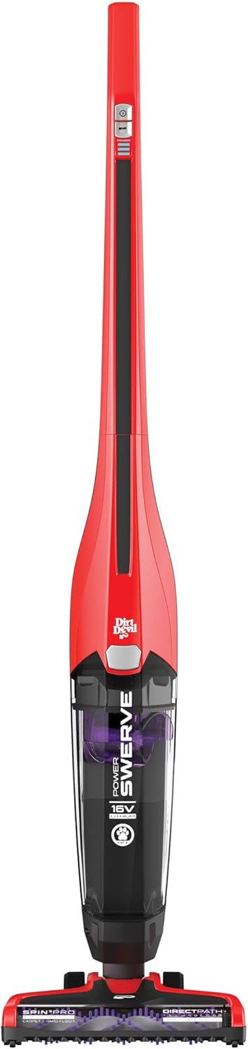 Power Swerve Pet, Lightweight Cordless Stick Upright Vacuum Cleaner, For Carpet and Hard Floors, BD22052, Red
