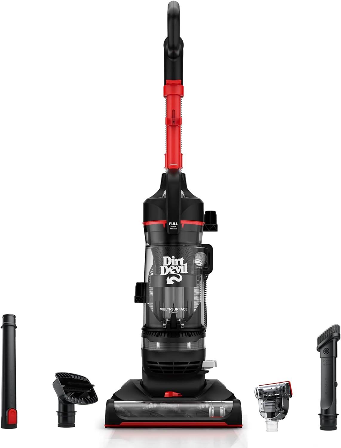 Multi-Surface Rewind+ Bagless Upright Vacuum Cleaner Machine with Cord Rewind, Powerful Suction, Extended Filtration, UD76800V, Black