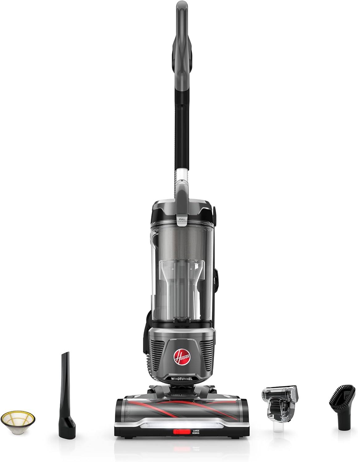 WindTunnel Tangle Guard Bagless Upright Vacuum Cleaner Machine, for Carpet and Hard Floor, Strong Suction with Anti-Hair Wrap, HEPA Media Filtration, Lightweight, UH77100V, Gray