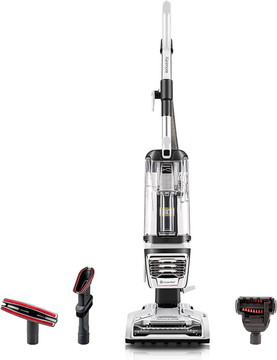 DU4399 Featherlite Lift-Up Bagless Upright Vacuum 2-Motor Power Suction Lightweight Carpet Cleaner with Hair Eliminator Brushroll, HEPA Filter and 2 Cleaning Tools, White