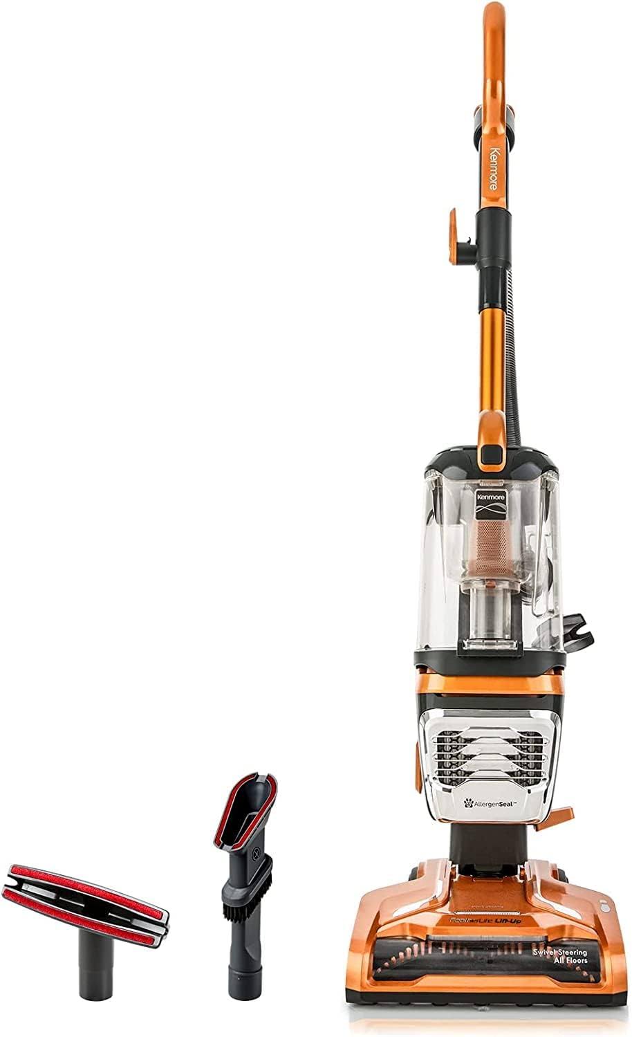 DU4080 Featherlite Lift-Up Bagless Upright Vacuum 2-Motor Power Suction Lightweight Carpet Cleaner with HEPA Filter, 2 Cleaning Tools for Pet Hair, Hard Floor, 1.5L, Orange