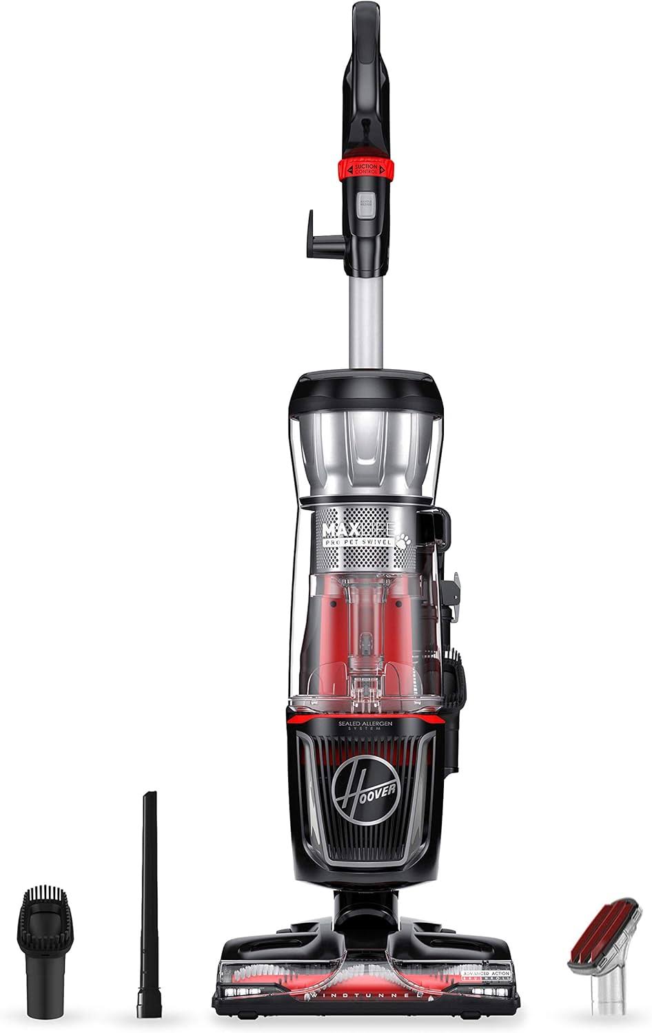 MAXLife Pro Pet Swivel Bagless Upright Vacuum Cleaner, for Carpet and Hard Floors, Perfect for Pets, HEPA Media Filtration, UH74220PC, Black