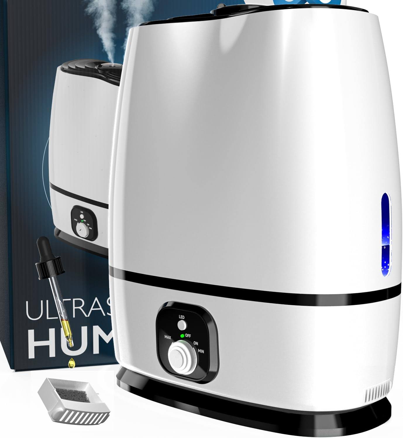 Everlasting Comfort Cool Mist Humidifiers for Bedroom (6L)   Humidifier Large Room No-Filter, Quiet Air Humidifier for Plants, Baby, Allergies, Dry Skin, Congestion, 50 Hr Run Time, Easy Clean, White