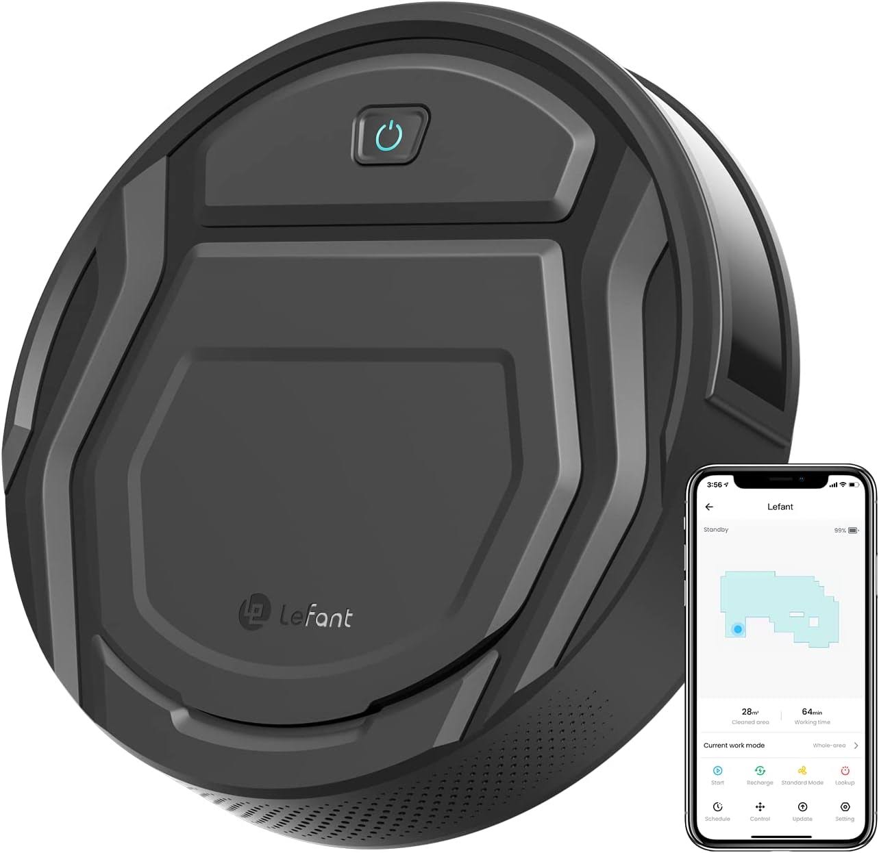 Lefant M210Pro Robot Vacuum Cleaner,Strong Suction,120 Mins Run Time,Wi-Fi Connected,Scheduled Cleaning,Compatible with Alexa,Slim Self-Charging Robotic Vacuum Cleaner for Home,Pet Hair,Hard Floors