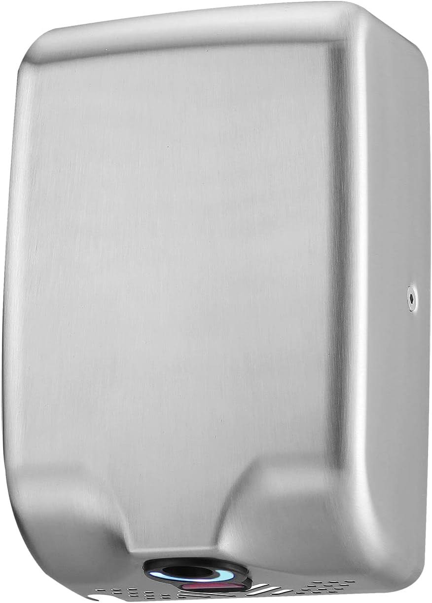 UL Listed and ADA Compliant Thin Automatic Electric Commercial Hand Dryer for Bathrooms,Heater ON/OFF Switch,High Speed,Brushed SUS304 Cover,Wall Mount.