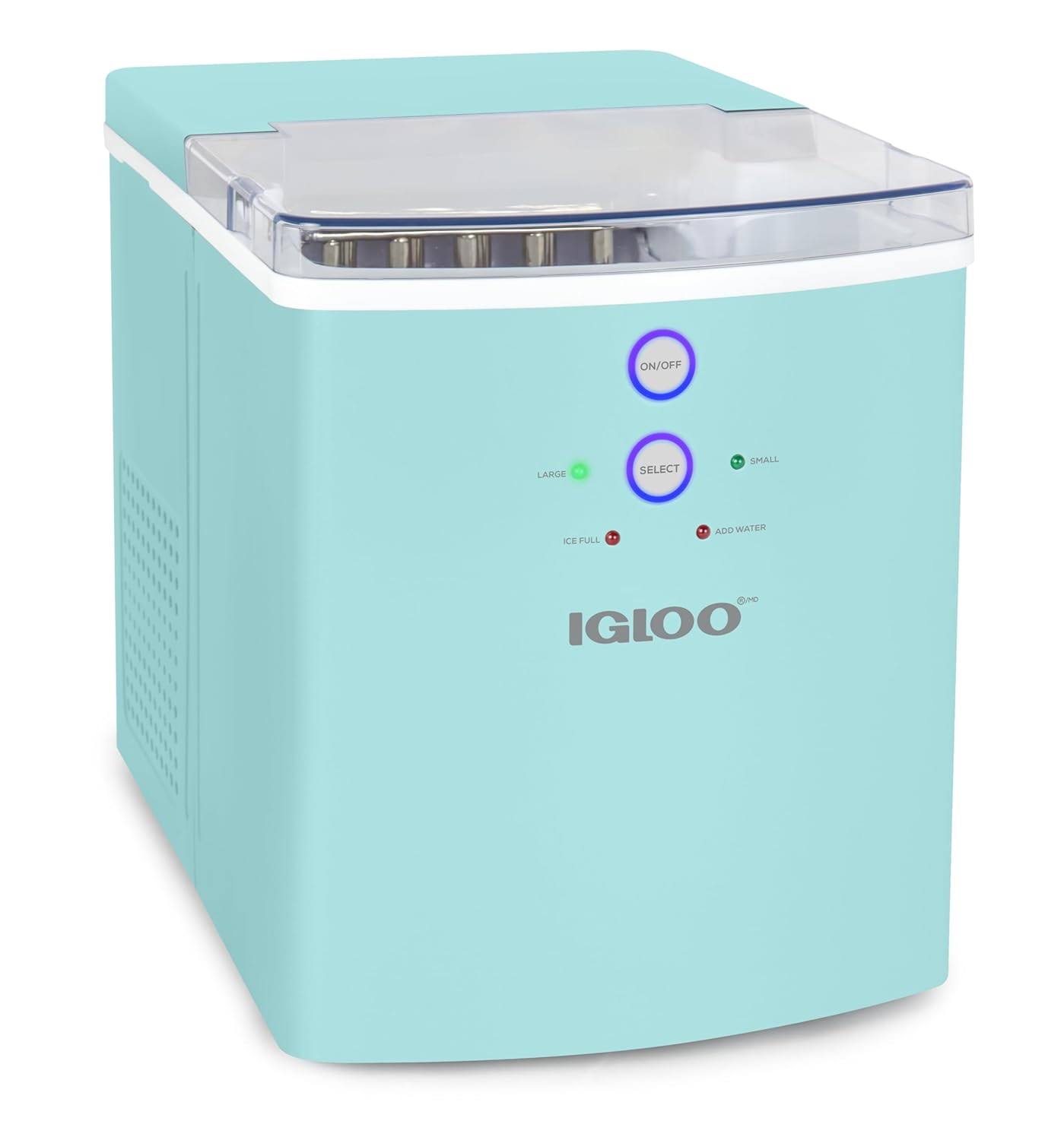 Igloo Electric Countertop Ice Maker Machine   Automatic and Portable   33 Pounds in 24 Hours   Ice Cube Maker   Ice Scoop and Basket   Ideal for Iced Coffee and Cocktails   Aqua