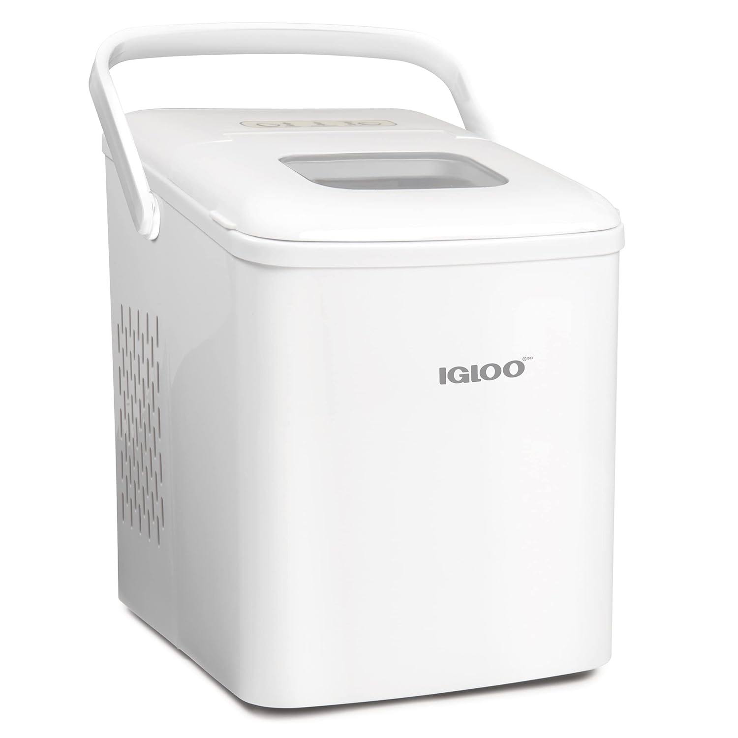 Igloo Automatic Self-Cleaning Portable Electric Countertop Ice Maker Machine With Handle, 26 Pounds in 24 Hours, 9 Ice Cubes Ready in 7 minutes, With Ice Scoop and Basket, White