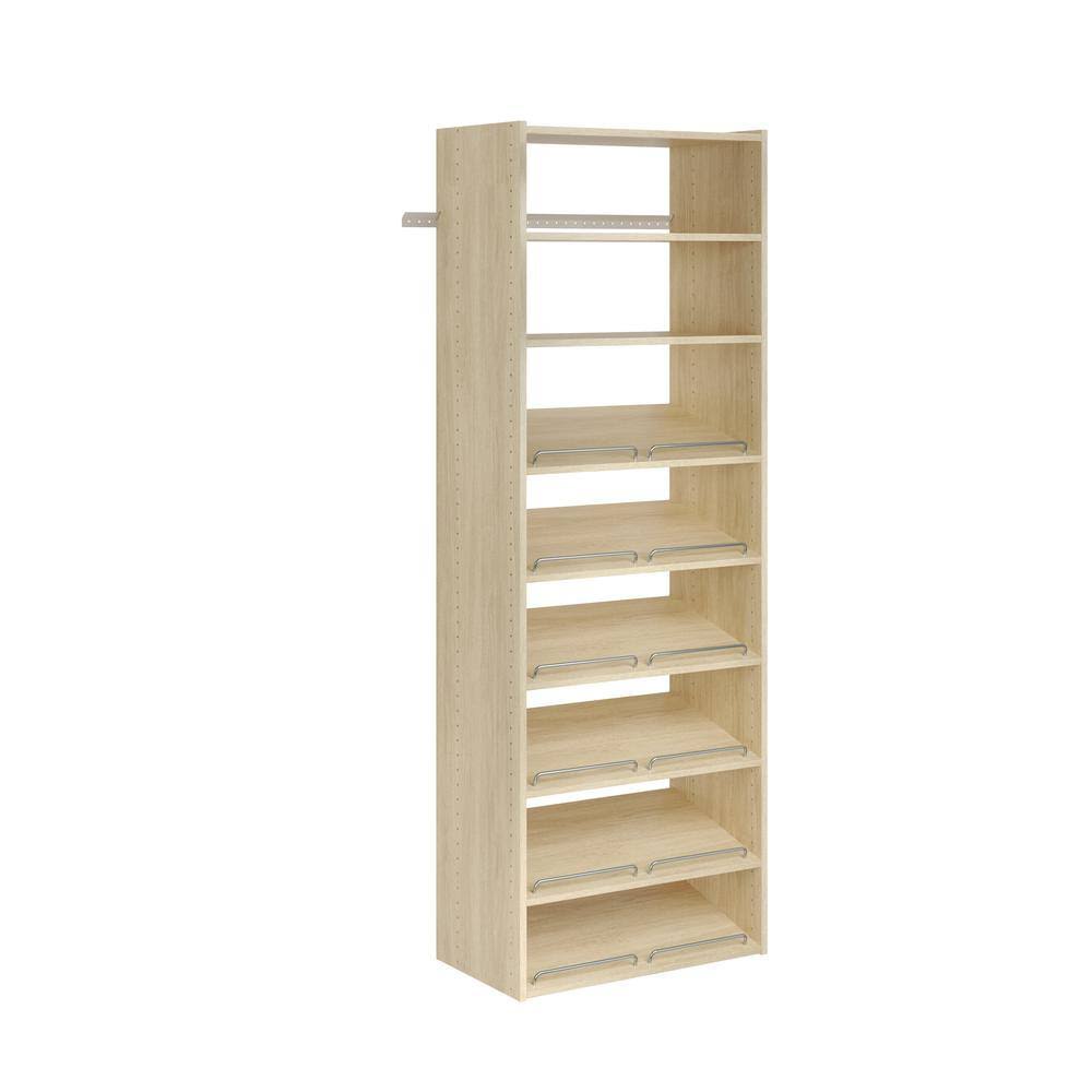 HG28 25.125 in. W . Essential Shoe Harvest Grain Wood Tower Closet System