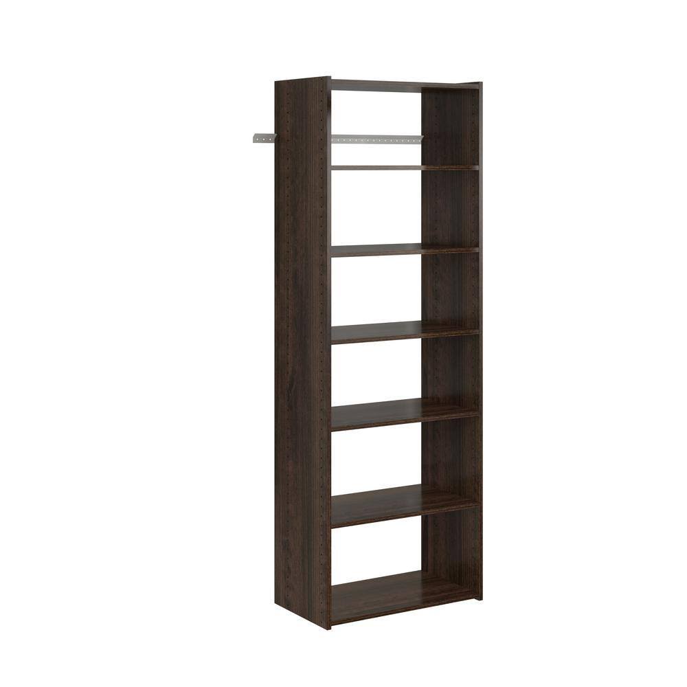 TR29 Essential Shelf 25 in. W Espresso Wood Closet Tower