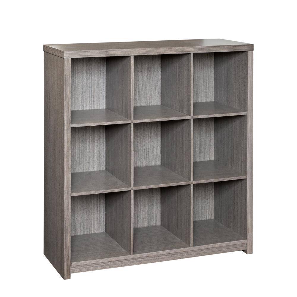 SHF-09372 39 in. H x 37.4 in. W x 11.6 in. D Gray MDF Laminate 9- Cube Organizer
