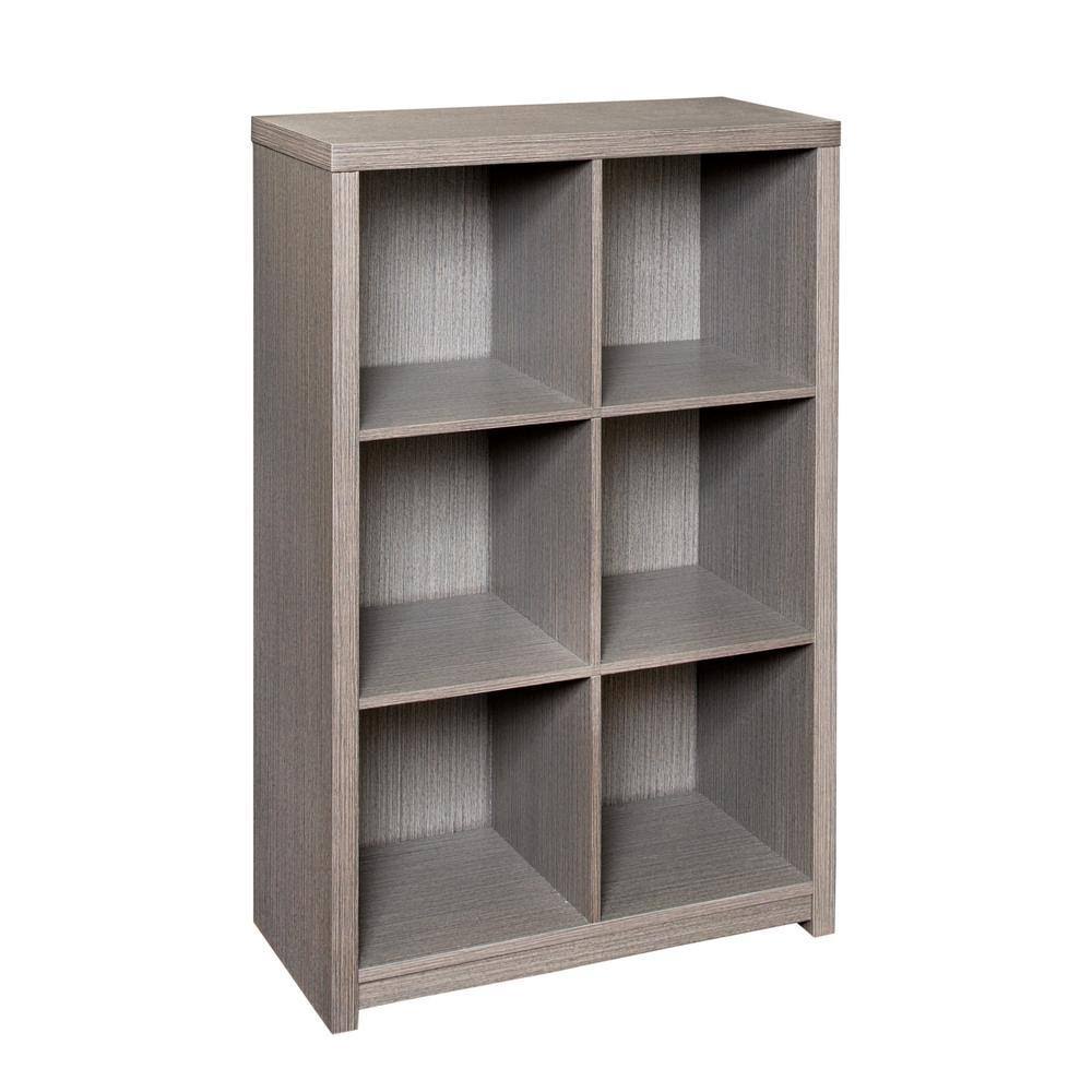 SHF-09373 39 in. H x 25.6 in. W x 11.6 in. D Gray MDF Laminate 6-Cube Organizer