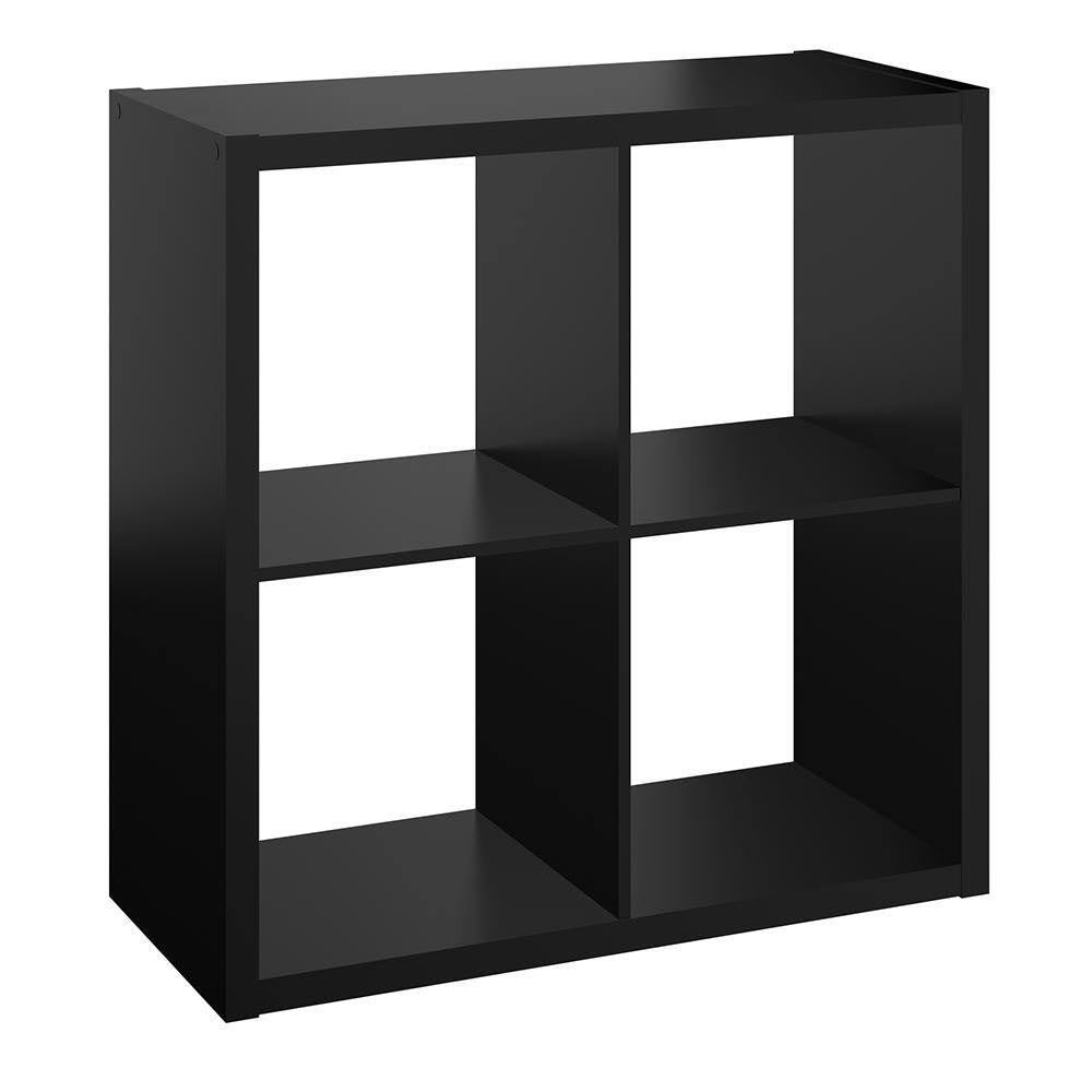 4556 30 in. H x 29.84 in. W x 13.50 in. D Black Wood Large 4-Cube Organizer
