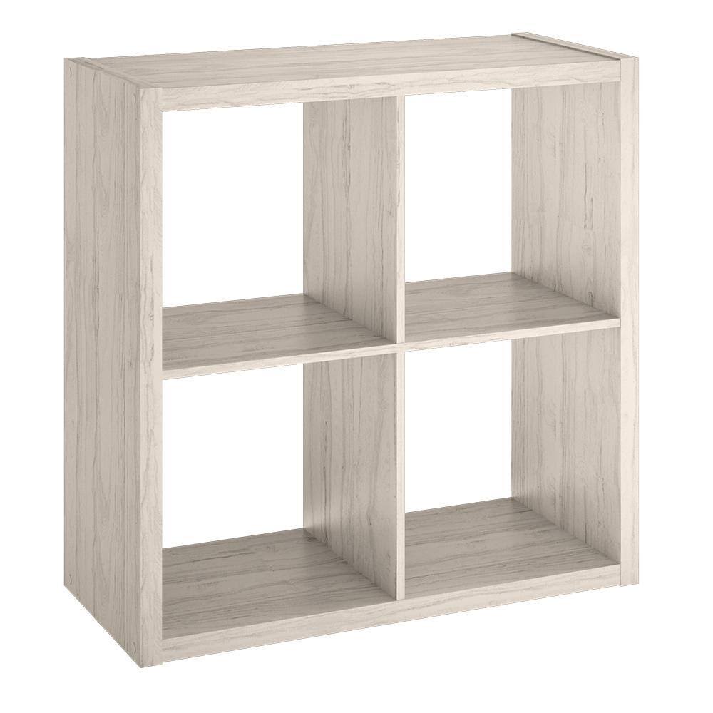 4550 30 in. H x 29.84 in. W x 13.50 in. D Bleached Walnut Wood Large 4-Cube Organizer