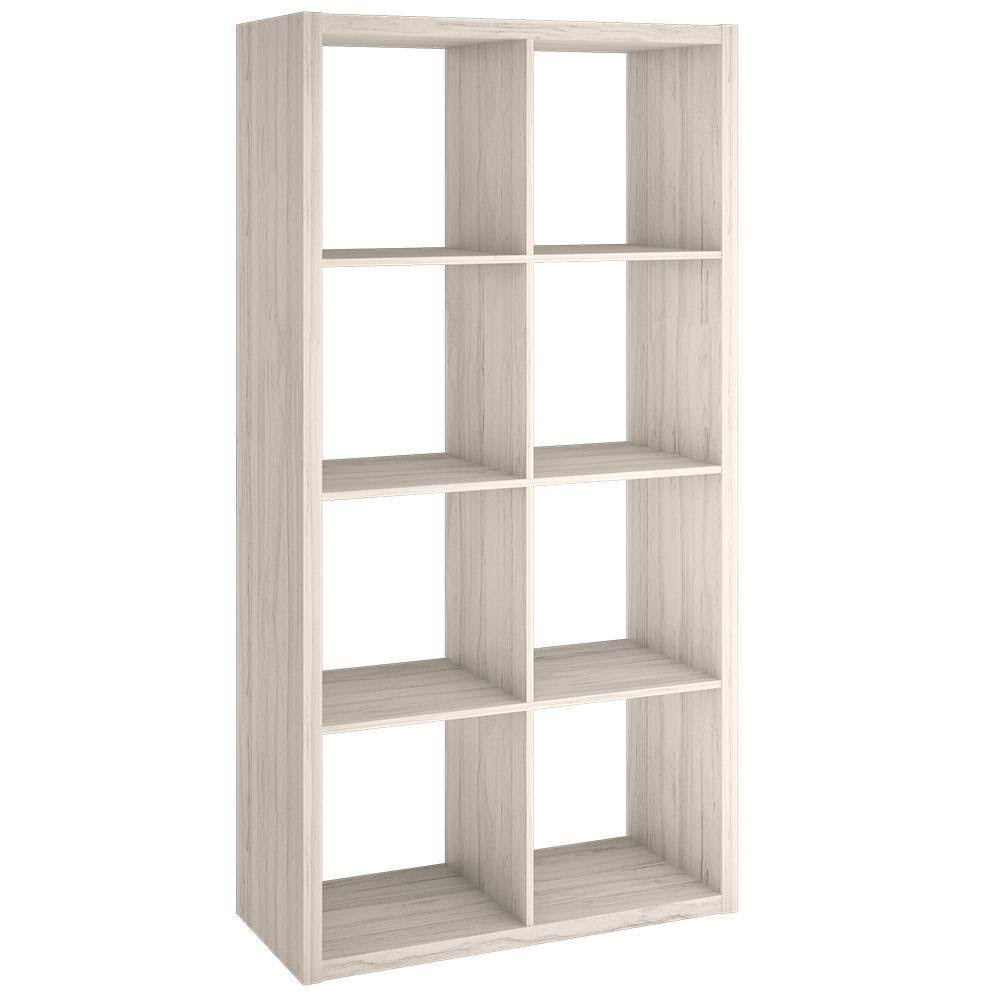4584 57.95 in. H x 29.84 in. W x 13.50 in. D Bleach Walnut Wood Large 8- Cube Organizer