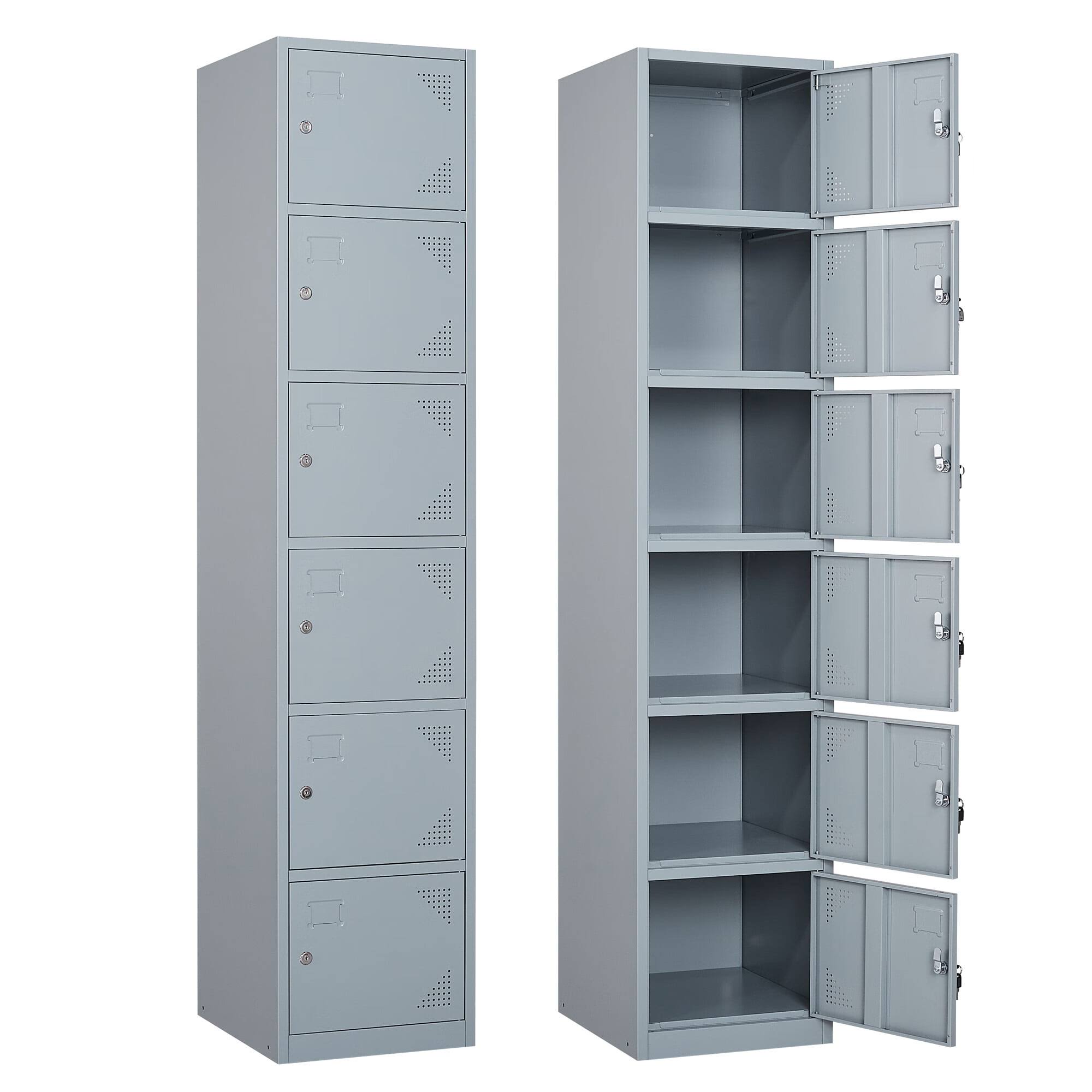 Fesbos Metal Locker 6 Lockable Door,71  Tall Steel Storage Cabinet for School Office Gym Home Employees Staff Sundries Room