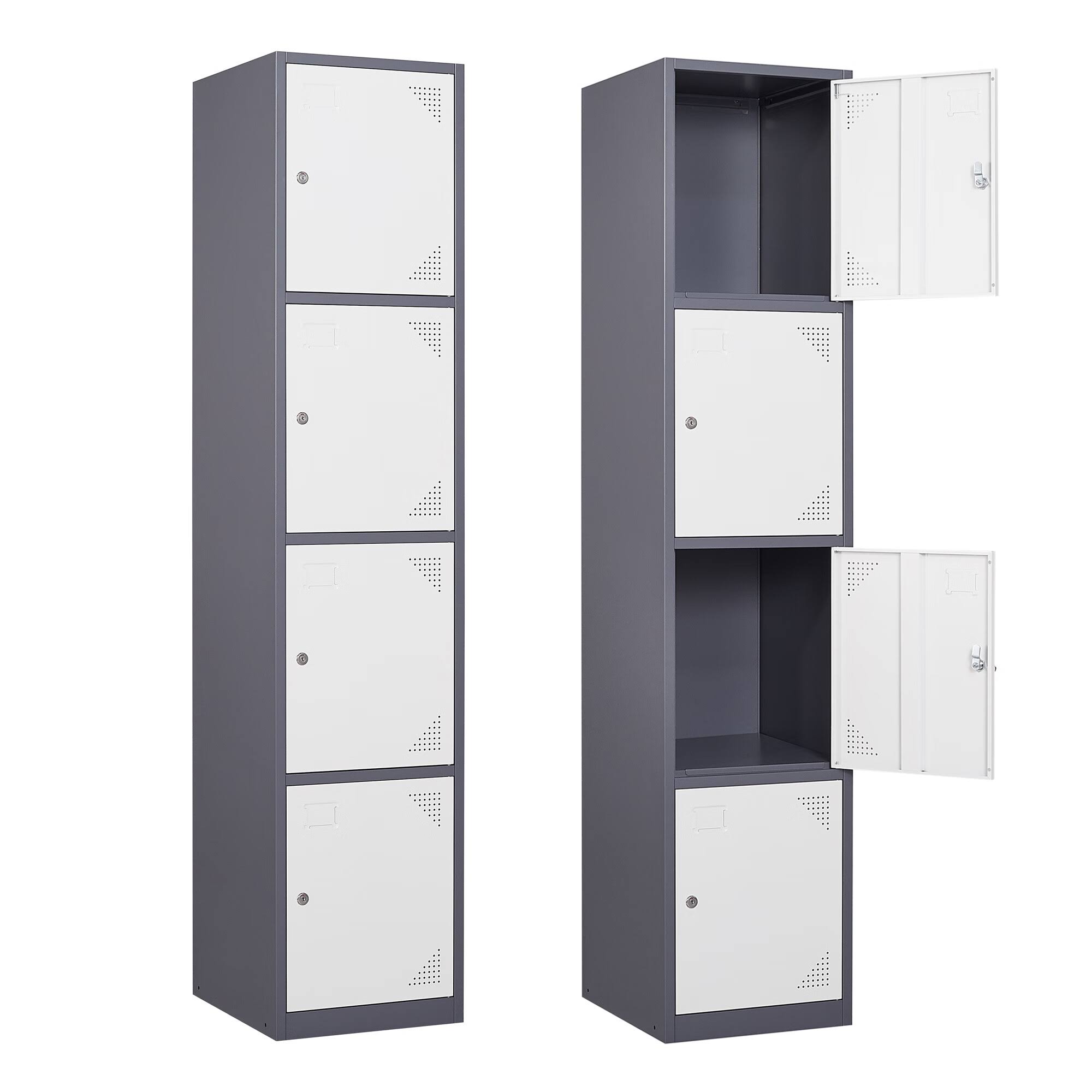 Fesbos Metal Locker 4 Lockable Door,71  Tall Steel Storage Cabinet for School Office Gym Home Employees Staff Sundries Room