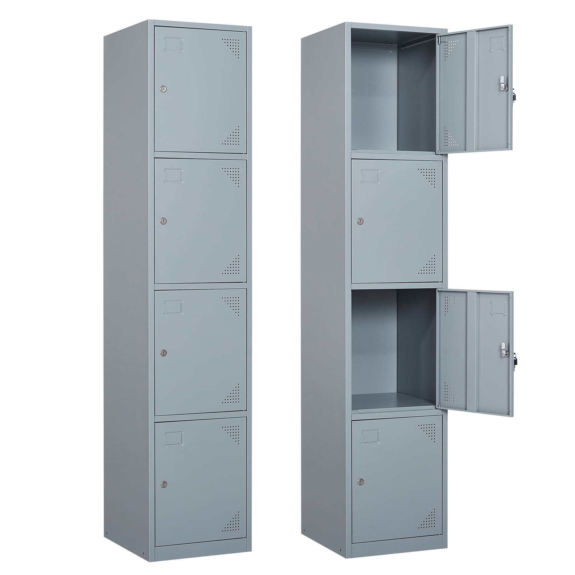 Fesbos Metal Locker 4 Lockable Door,71  Tall Steel Storage Cabinet for School Office Gym Home Employees Staff Sundries Room