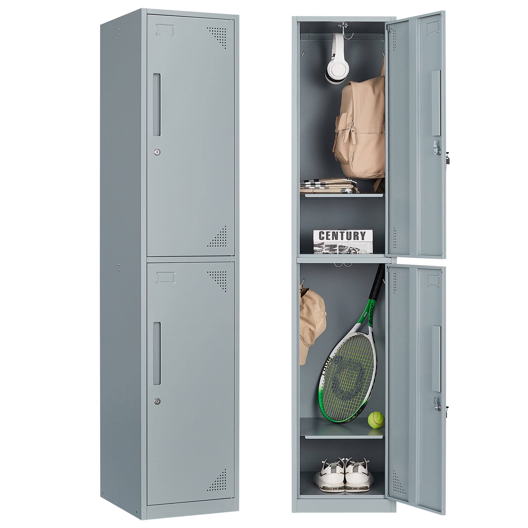 Fesbos Metal Locker 2 Lockable Door,71  Tall Steel Storage Cabinet for School Office Gym Home Employees Staff Sundries Room
