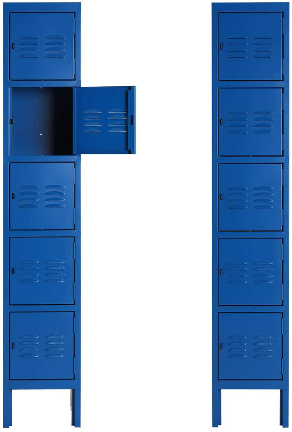 SUNCROWN Metal Storage Locker Cabinet with 5 Doors for Home Office School Gym, Blue