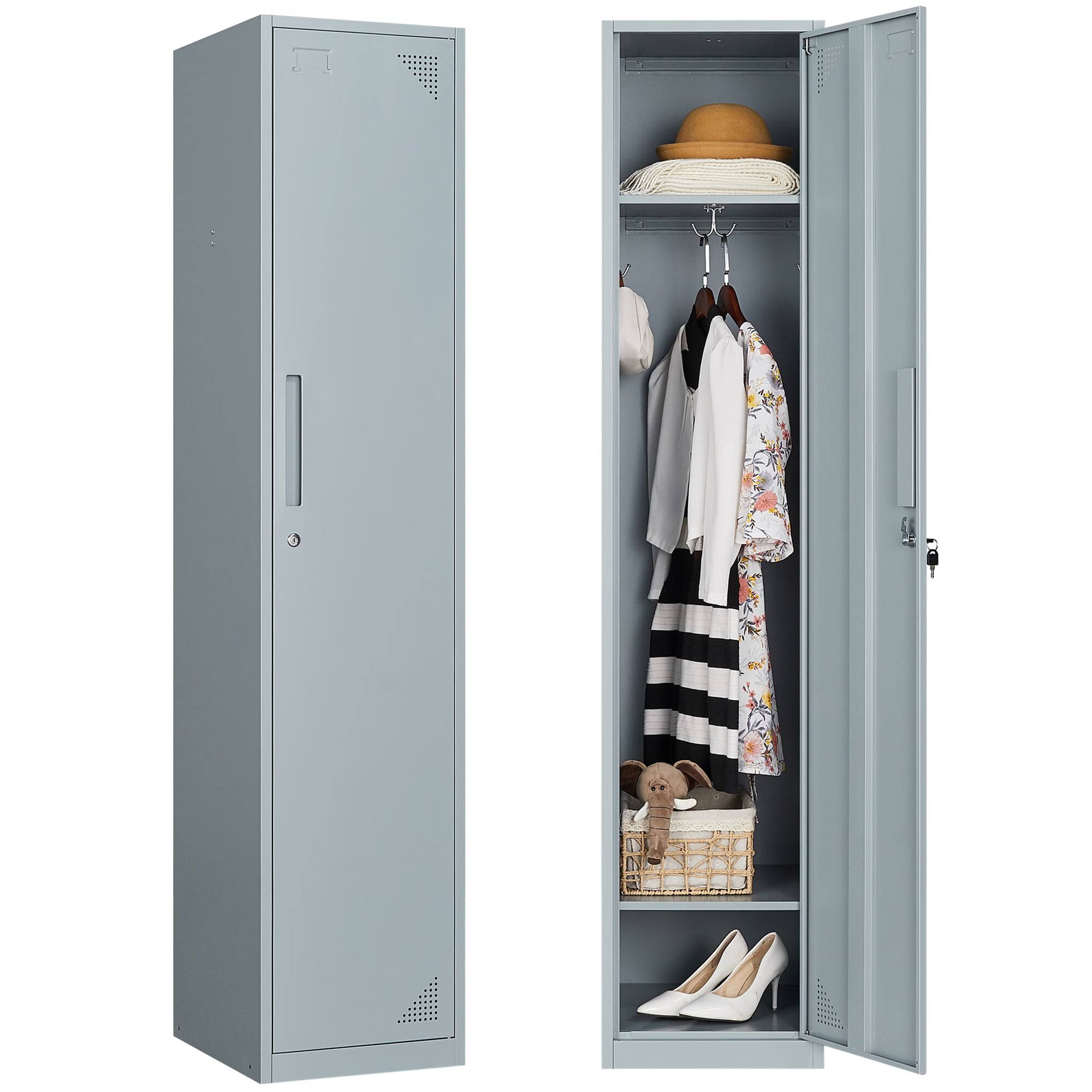 Fesbos Metal Locker 1 Lockable Door,71  Tall Steel Storage Cabinet for School Office Gym Home Employees Staff Sundries Room